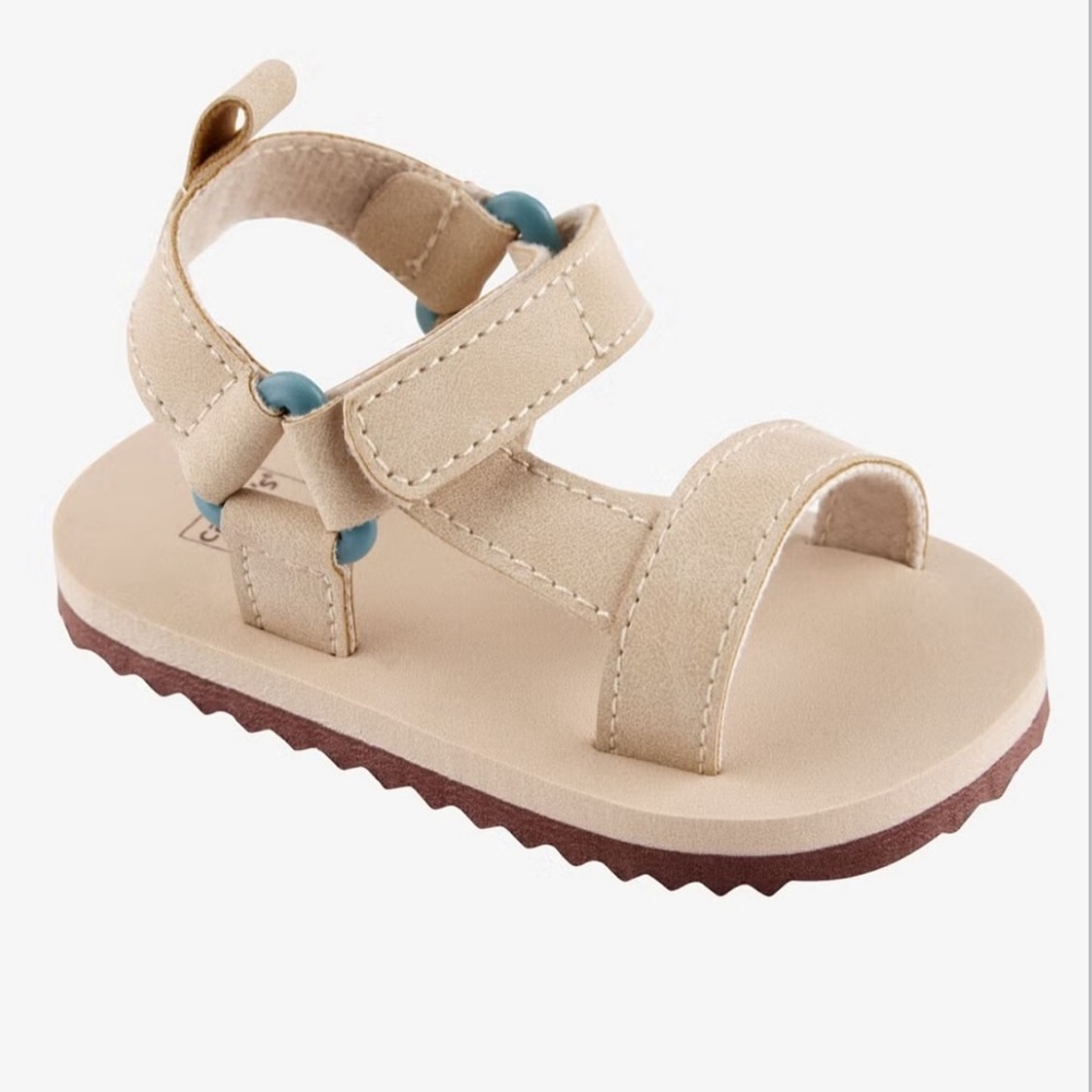 Carter's Beige Tan Toddler Sandal with Teal Accents